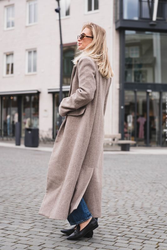 Corina Herringbone Twill Coat Beige Melange 