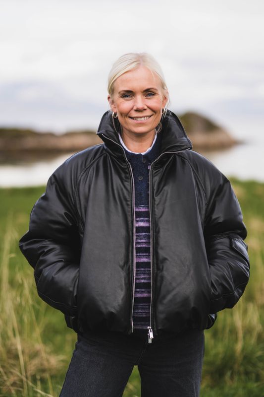 Berry Padded Leather Jacket Black 