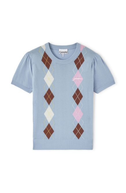 Hovedbilde Light Cotton Argyle T-Shirt Soft Chambray 