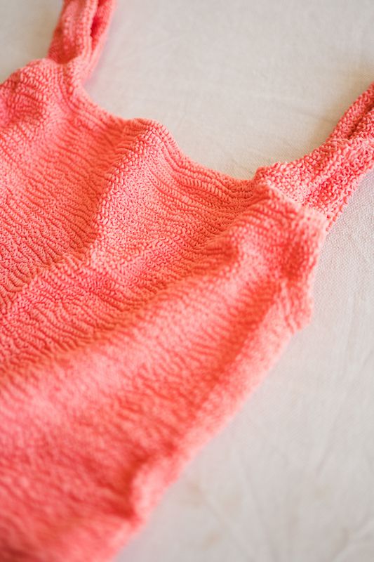 Square Neck Swim Metallic Coral 
