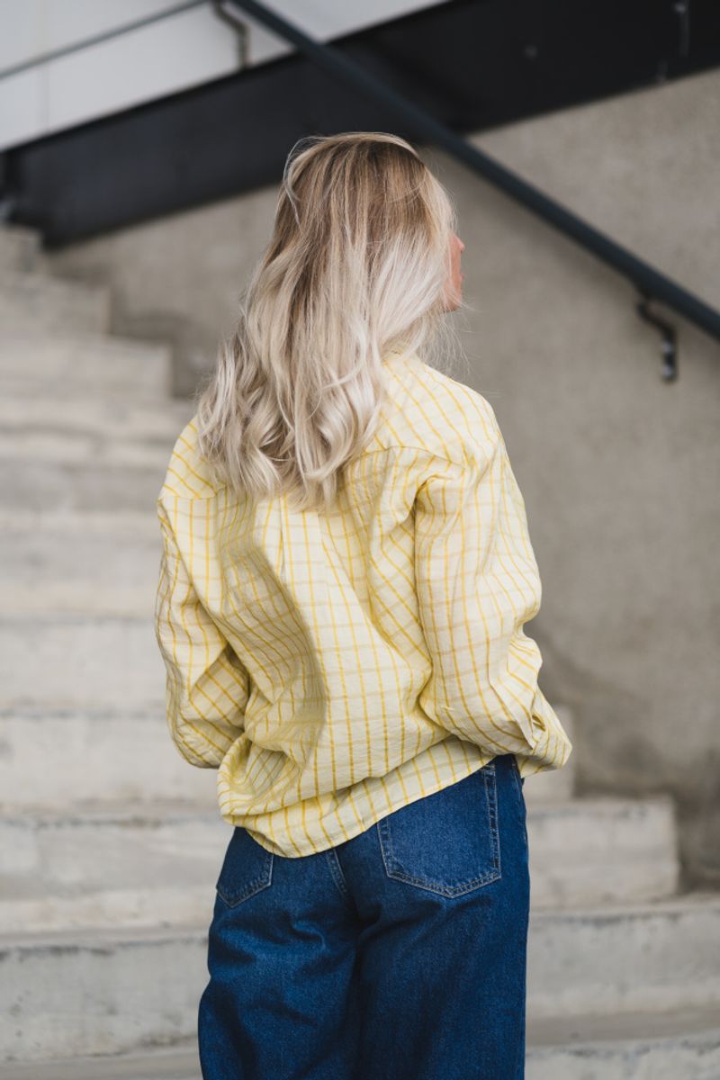 Mango Check Shirt Pastel Yellow 