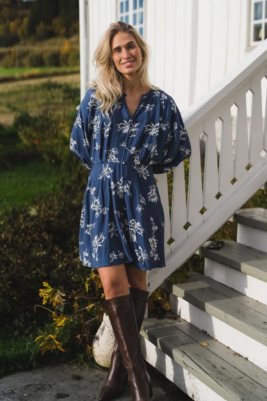 Andena Amabella Shirt Dress Vintage Indigo Flower 