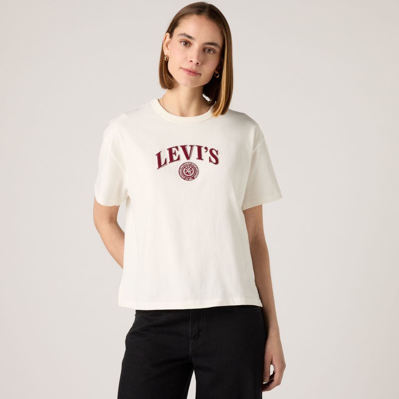 Vintage Tee Satin Applique College Logo Egret 