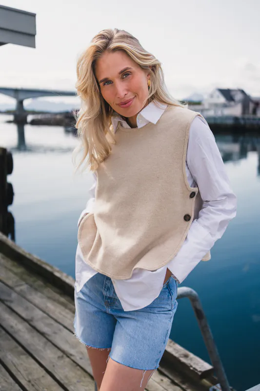 Ina Emma Vest Oatmeal Melange 