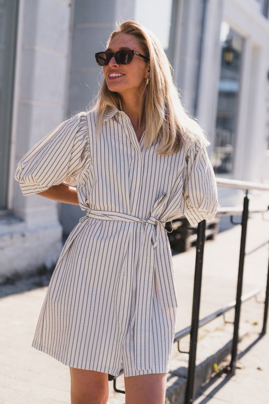 Serene Slim Stripe Dress Offwhite 