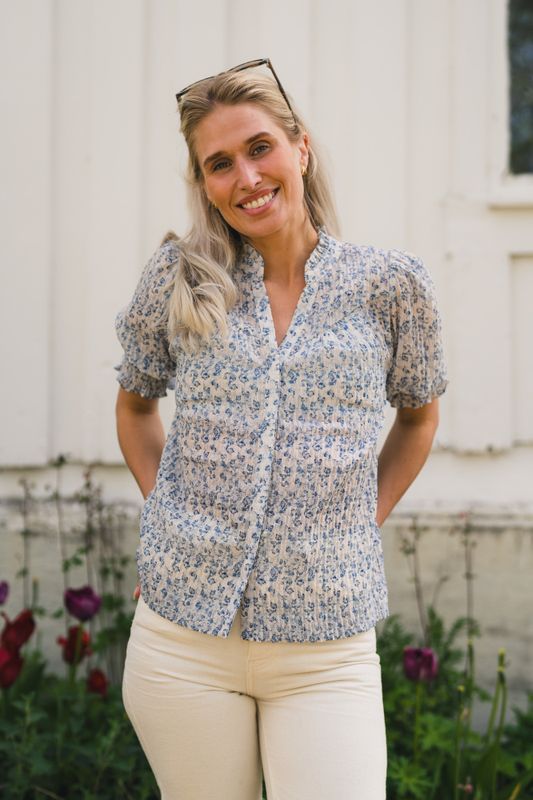 Diana Misty Floral Blouse Blue 