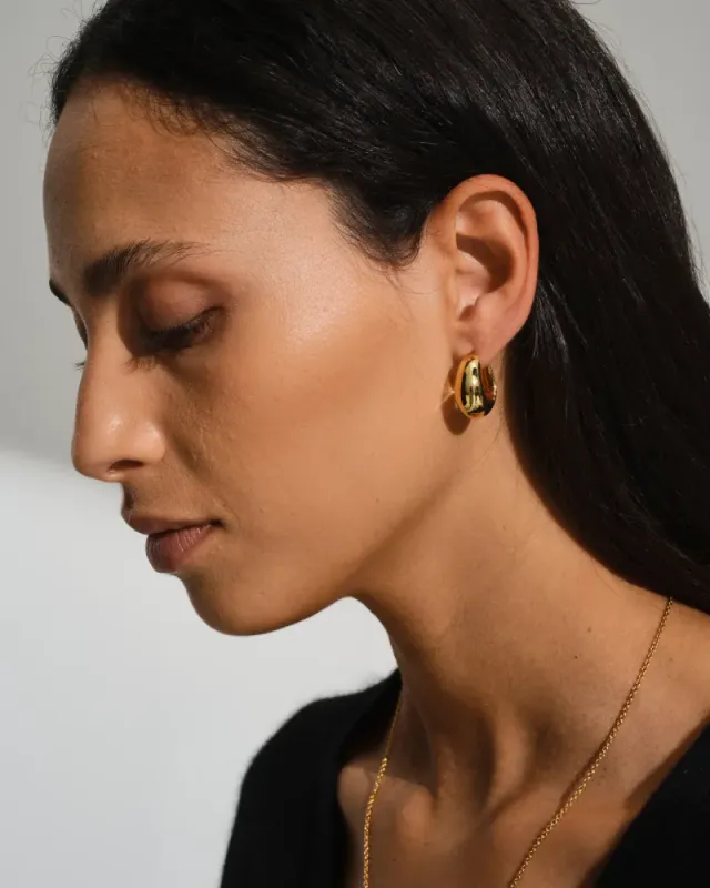 Ice Hoops Medium Gold 