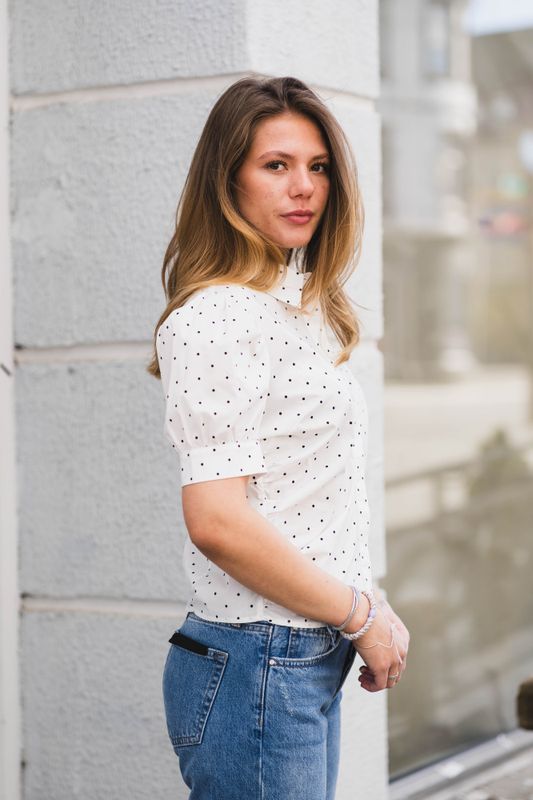 Frannie Dot Shirt Offwhite 