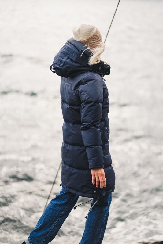 Longbear Hooded Down Coat Blue Navy 
