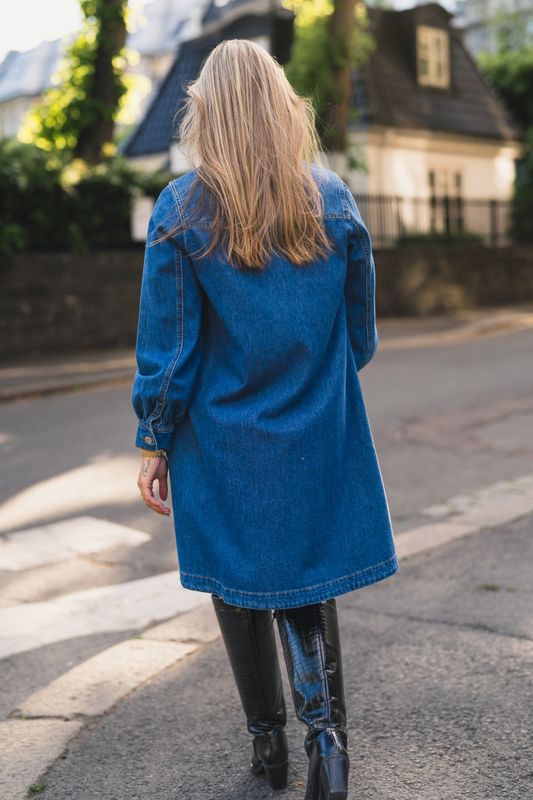 Rylan Elena Shirt Dress Mid Blue Wash 
