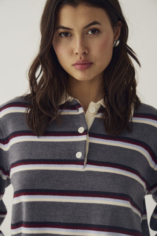 Merryll Knit Delissa Grey Stripe