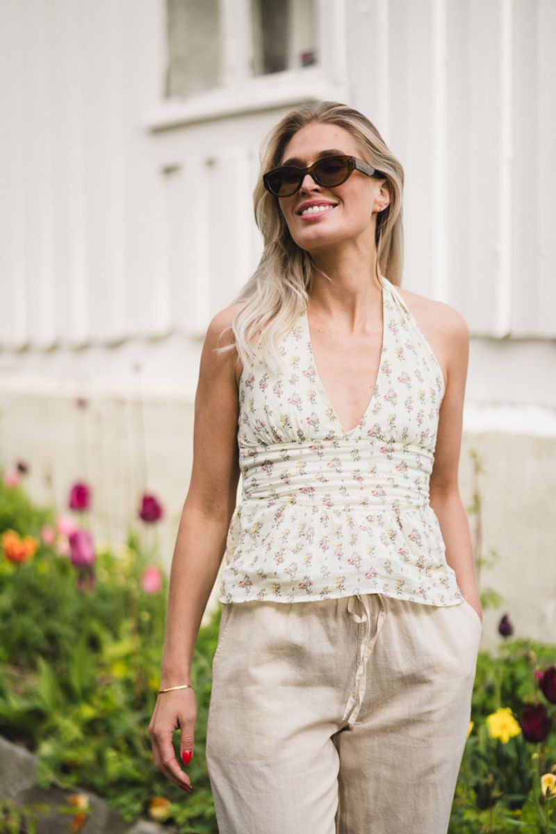 Ariet Fine Print Top Creme 