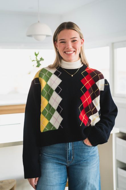 Hovedbilde Chunky Wool Mix Argyle Knit Sky Captain 