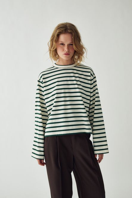 Hovedbilde Maple LS T-Shirt Eton Ivory Green Stripe