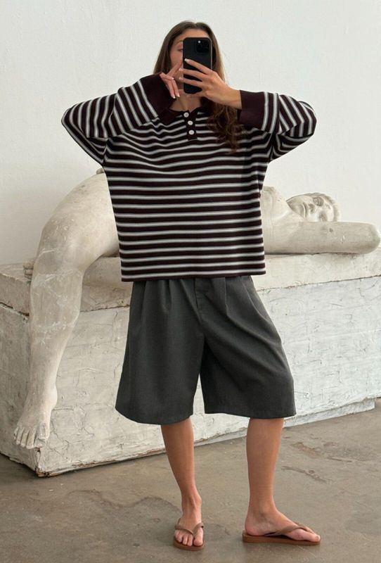Adanne Polo Knit Stripe Bordeaux