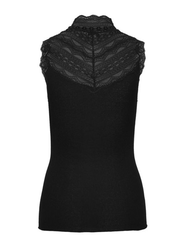Benita Silk SL Turtleneck Lace Top Black 