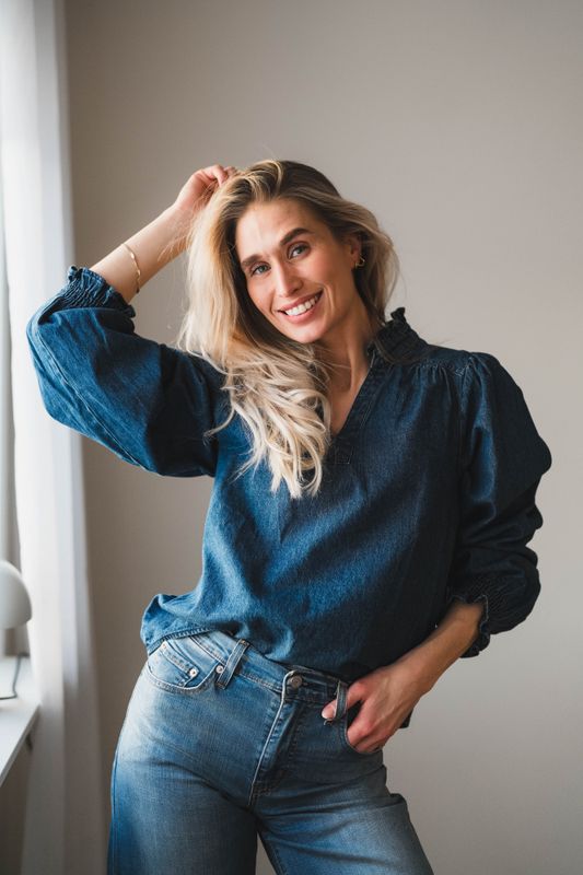 Emmeline Denim Blouse Dark Blue 