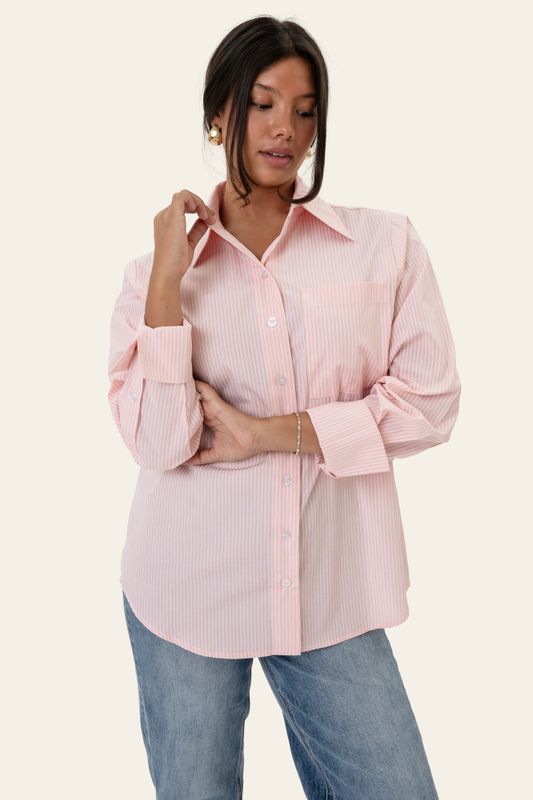 Isabellaic Shirt Pink White Stripes 