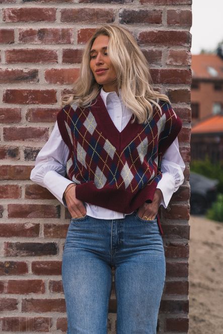 Hovedbilde Row Check Vest Winered 