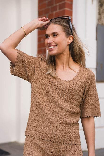 Hovedbilde Meiko Fine Crochet Blouse Taupe 