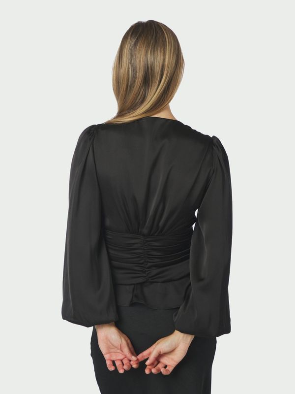 Pascal Drapy Satin Blouse Black 