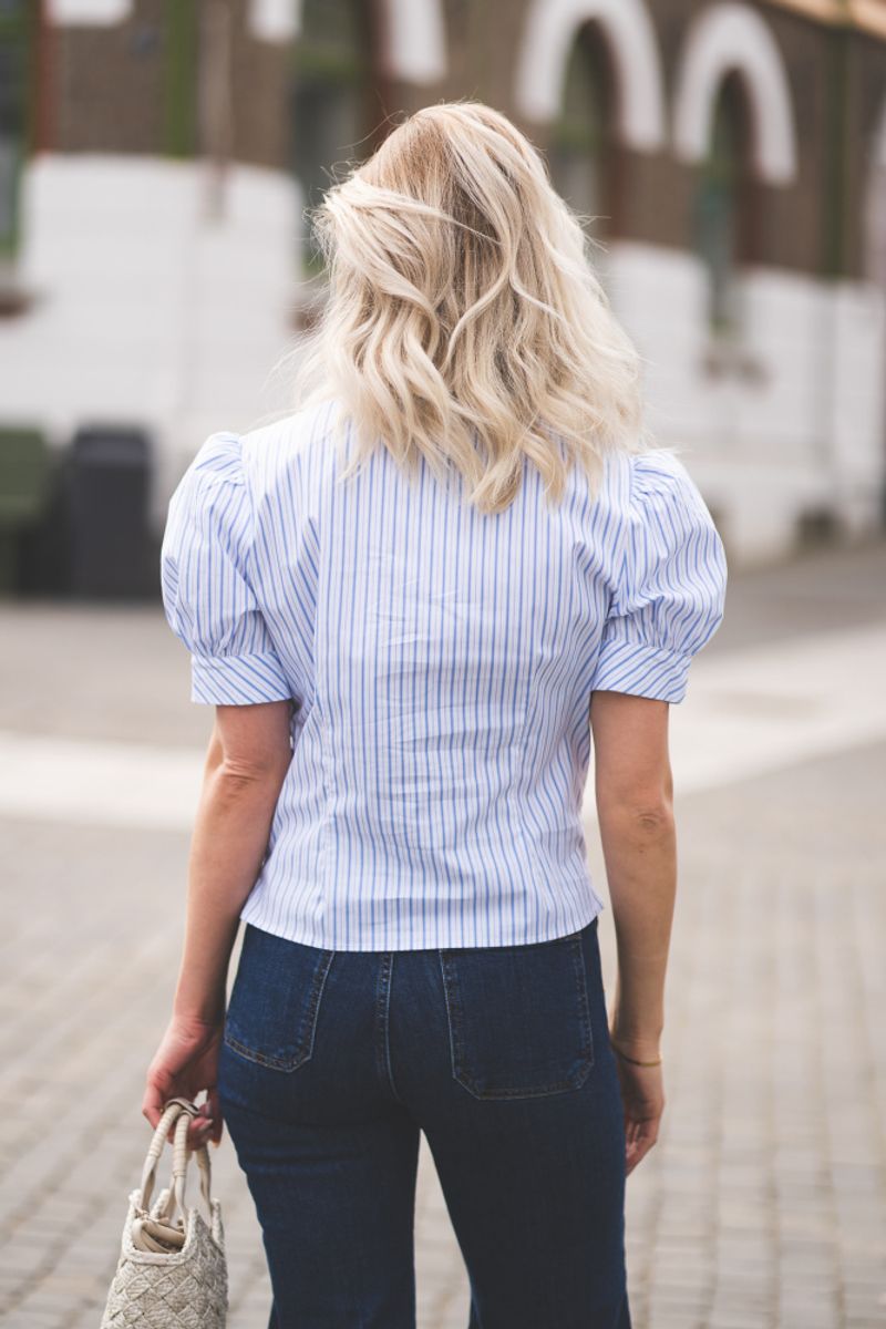 Frannie Stripe Shirt White/Light Blue 