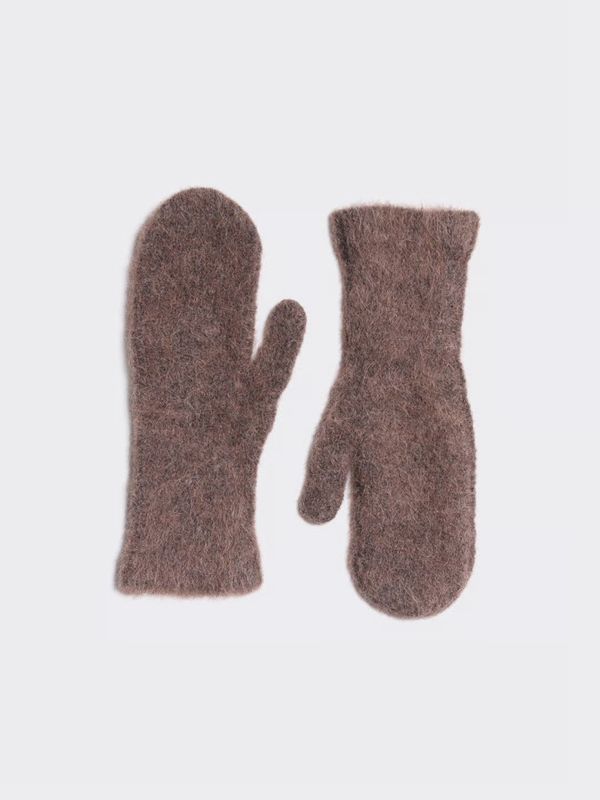 Tine Fluffy Mittens Dark Brown 