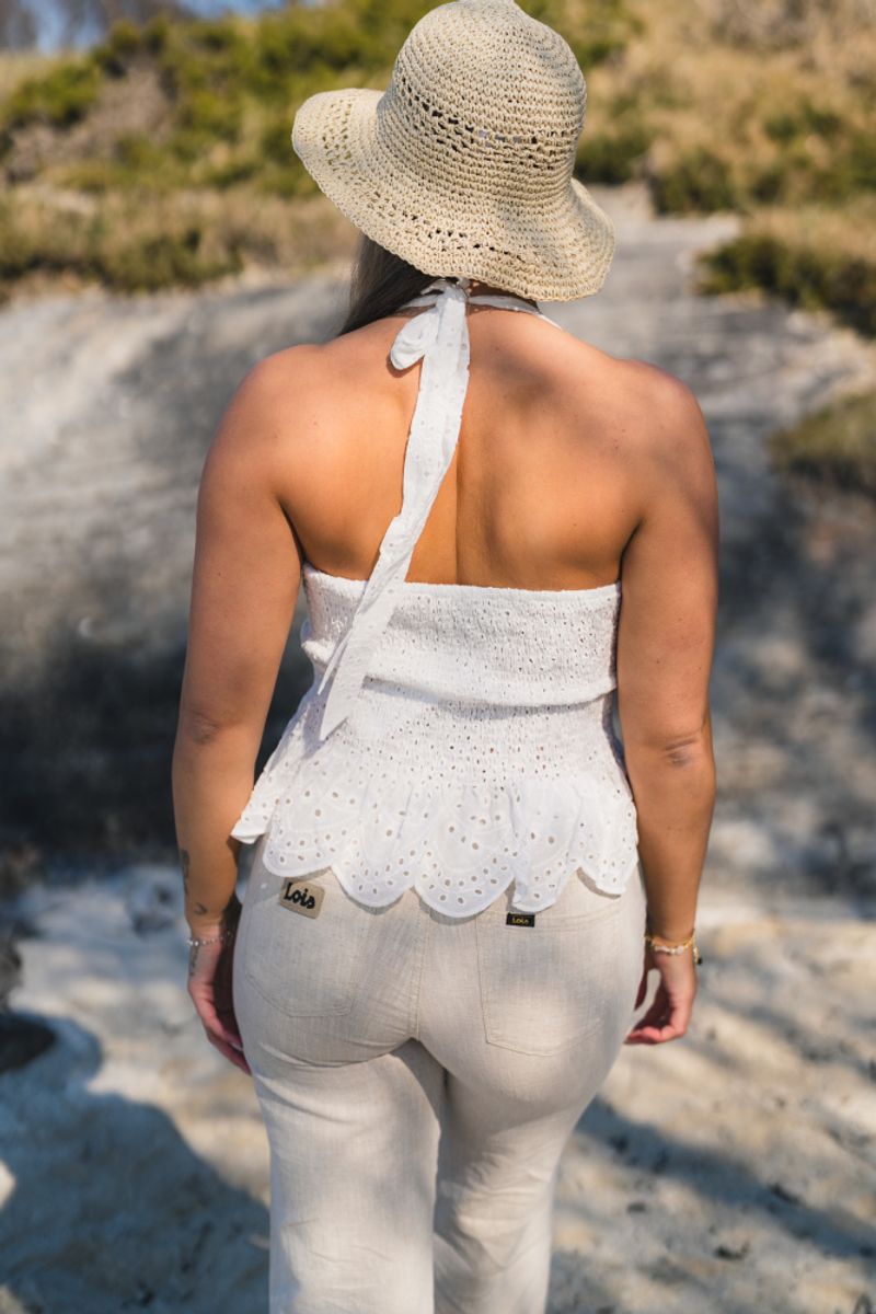 Ribbi Halter Neck Top White 