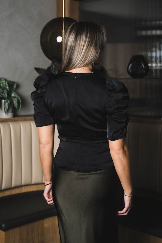 Benua Heavy Sateen Blouse Black 