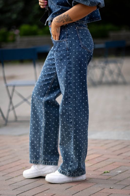 Darin Dot Block Jeans Denim Blue 