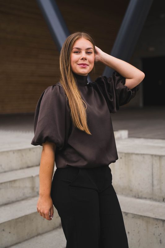 Parisa Heavy Sateen Blouse Dark Brown 