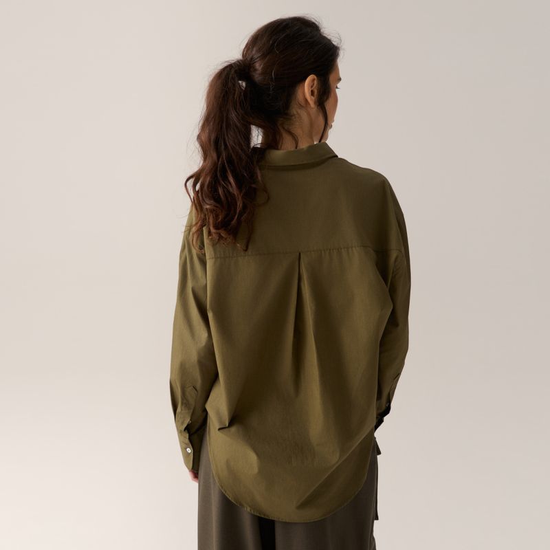 Caryn Poplin Khaki Dark Forest