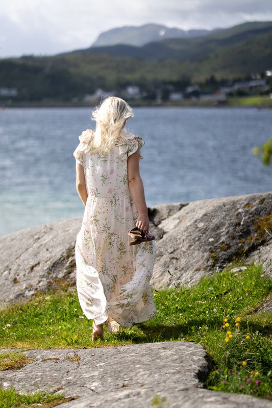 Messina Flower Field Dress Offwhite 