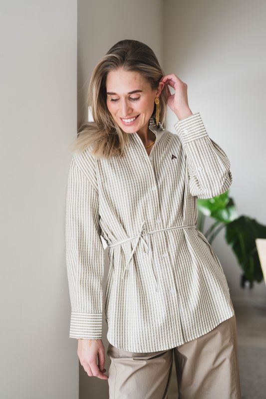 Palermo Seersucker Stripe Beige/White 