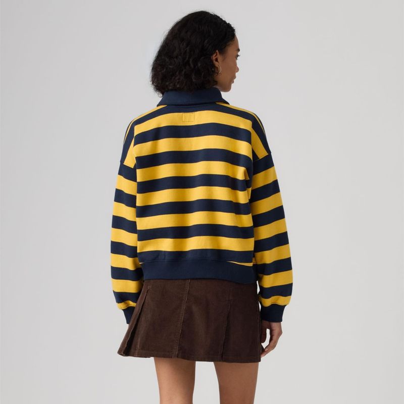 Vintage Rugby Fleece Stripe Arch Logo Spicy Mustard