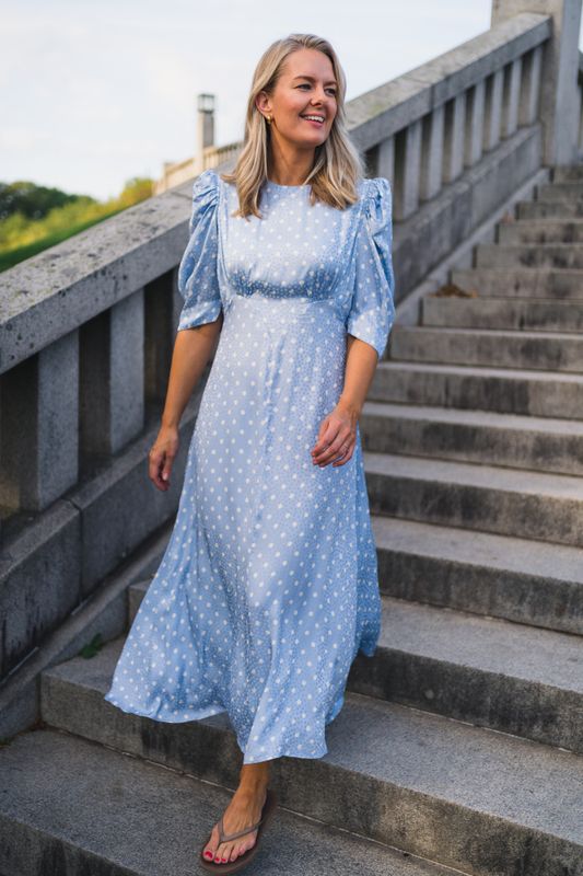 Addison Midi Dress Dots Blue 