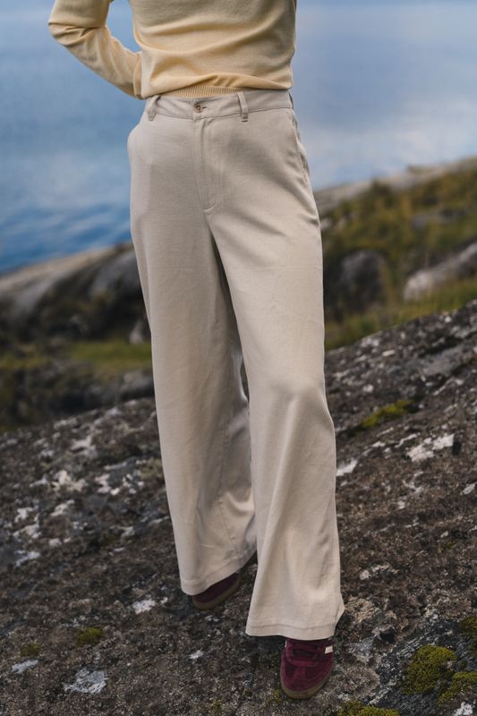 Wide Linen Trousers Ecru 