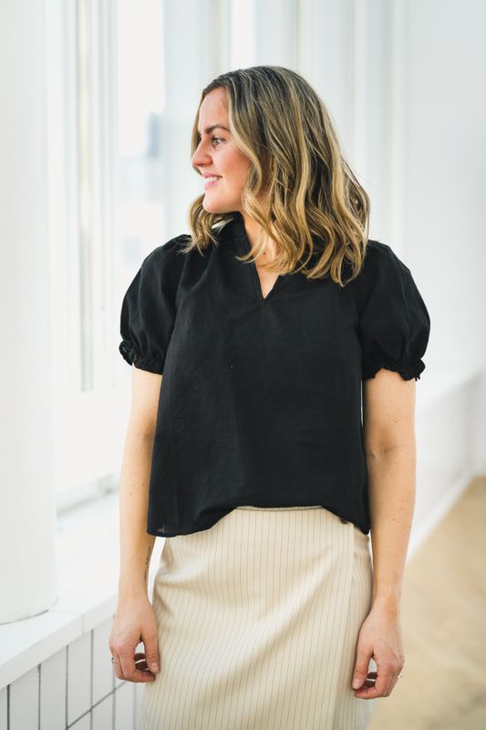 Odesa Linen Blouse Black