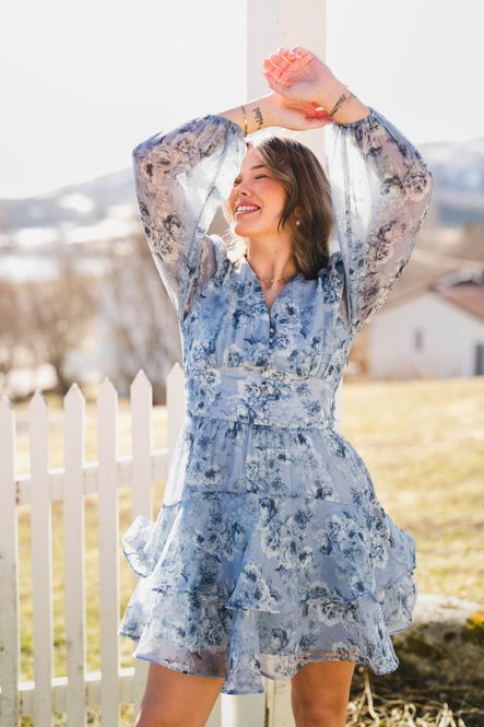 Hovedbilde Mabella Crepe Print Dress Dusty Blue 