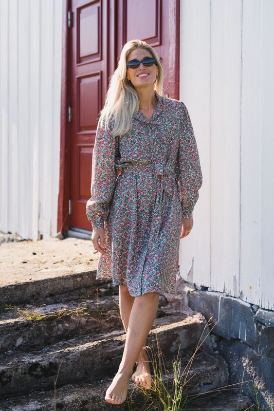 Gry Astrid Shirt Dress C Green Flower 