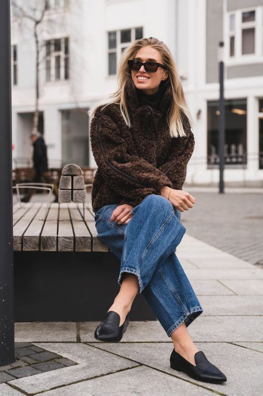 Castor Faux Fur Jacket Dark Brown 