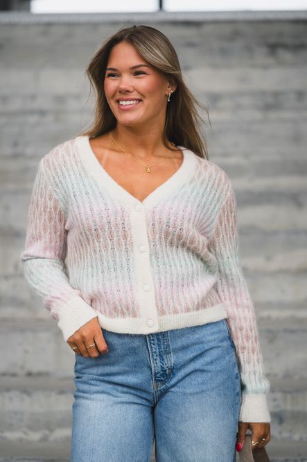 Hovedbilde Space LS Knit Cardigan Pristine Multi Colour 