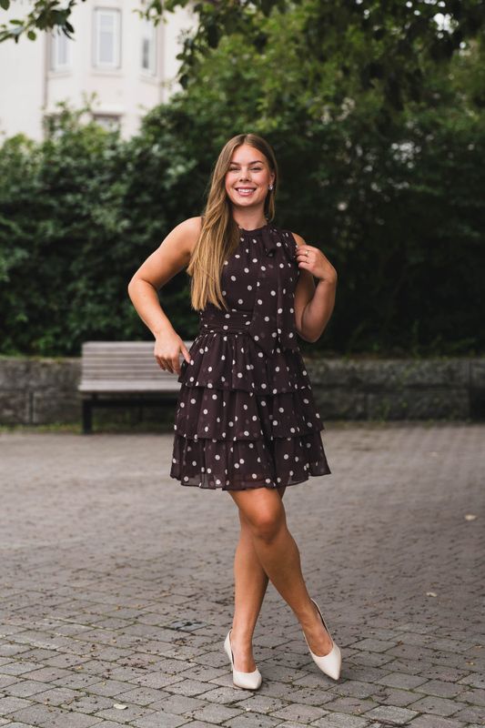 May Big Dot Dress Brown 