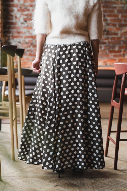 Striped Organza Maxi Skirt Dots 