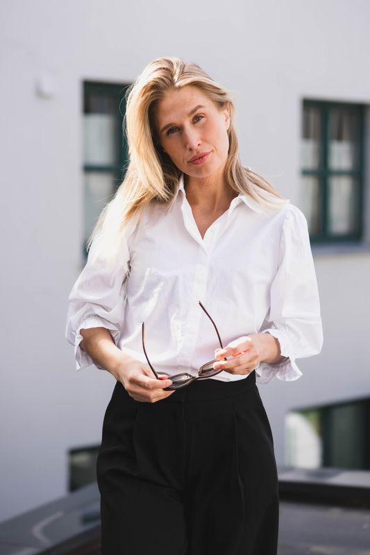 Amy Blouse Sugar White Poplin