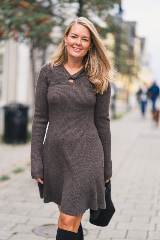 Myla Dress Dark Taupe Melange 