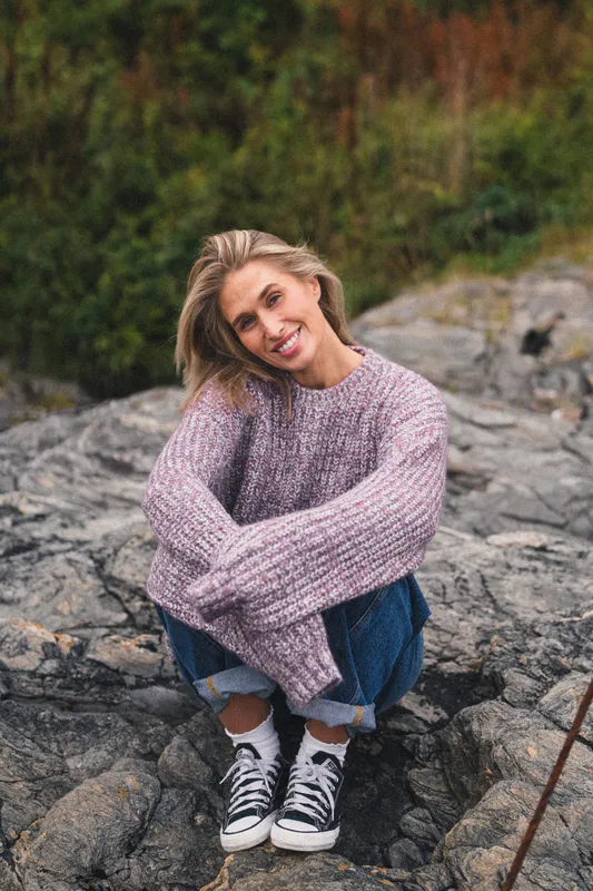 Marled Knit Sweater Purple 
