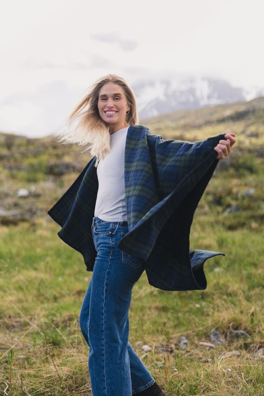 Tableau Poncho Navy Check 