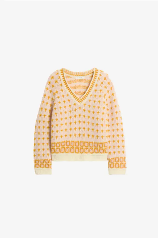 Norwegian Wool V-Neck Orange Mix 