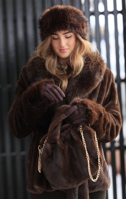 Hovedbilde Luxe Fur Gloves Cocoa